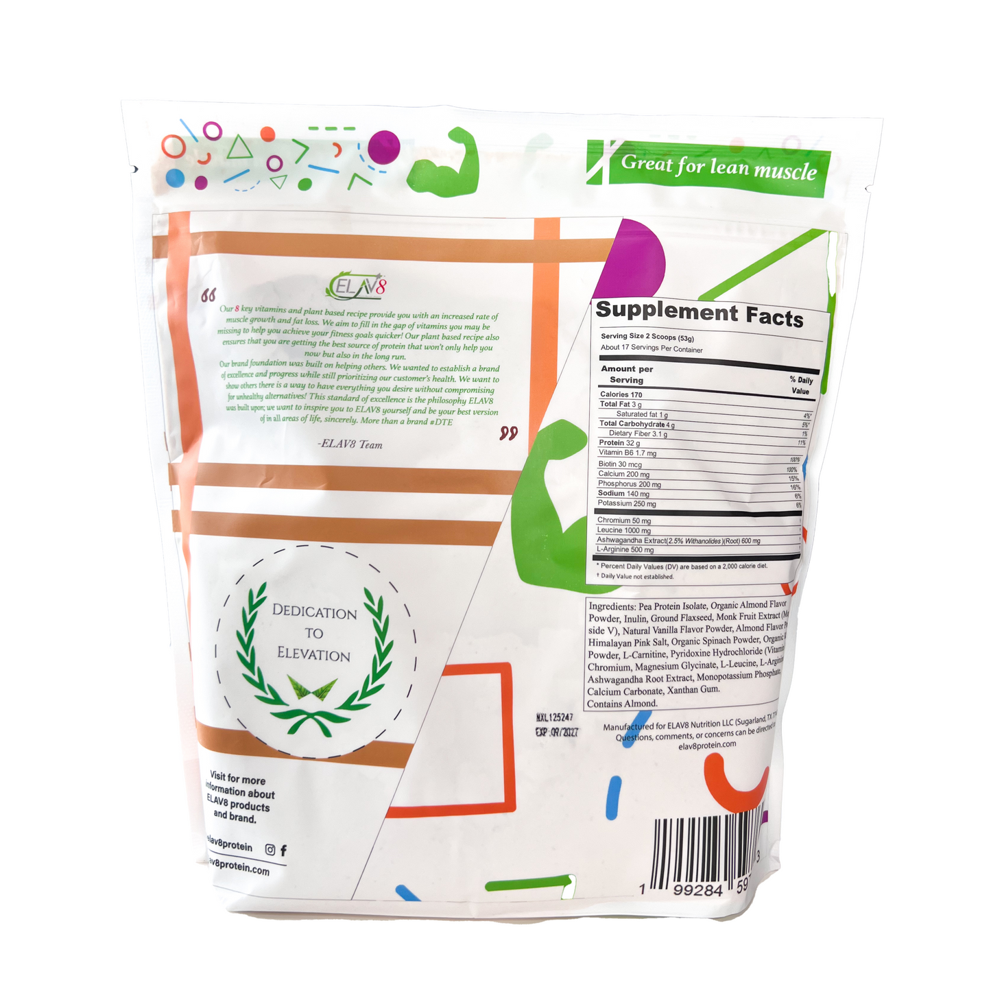 ELAV8 Plant-Based/Vegan Protein Powder [Almond Vanilla]